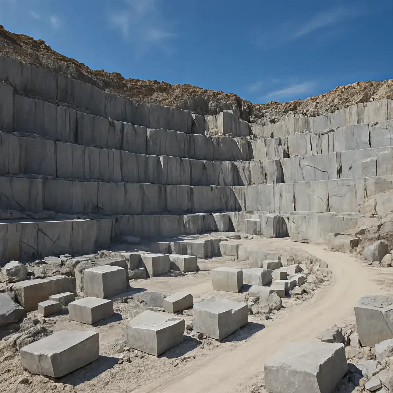 Granite quarry block ready for cutting and finishing